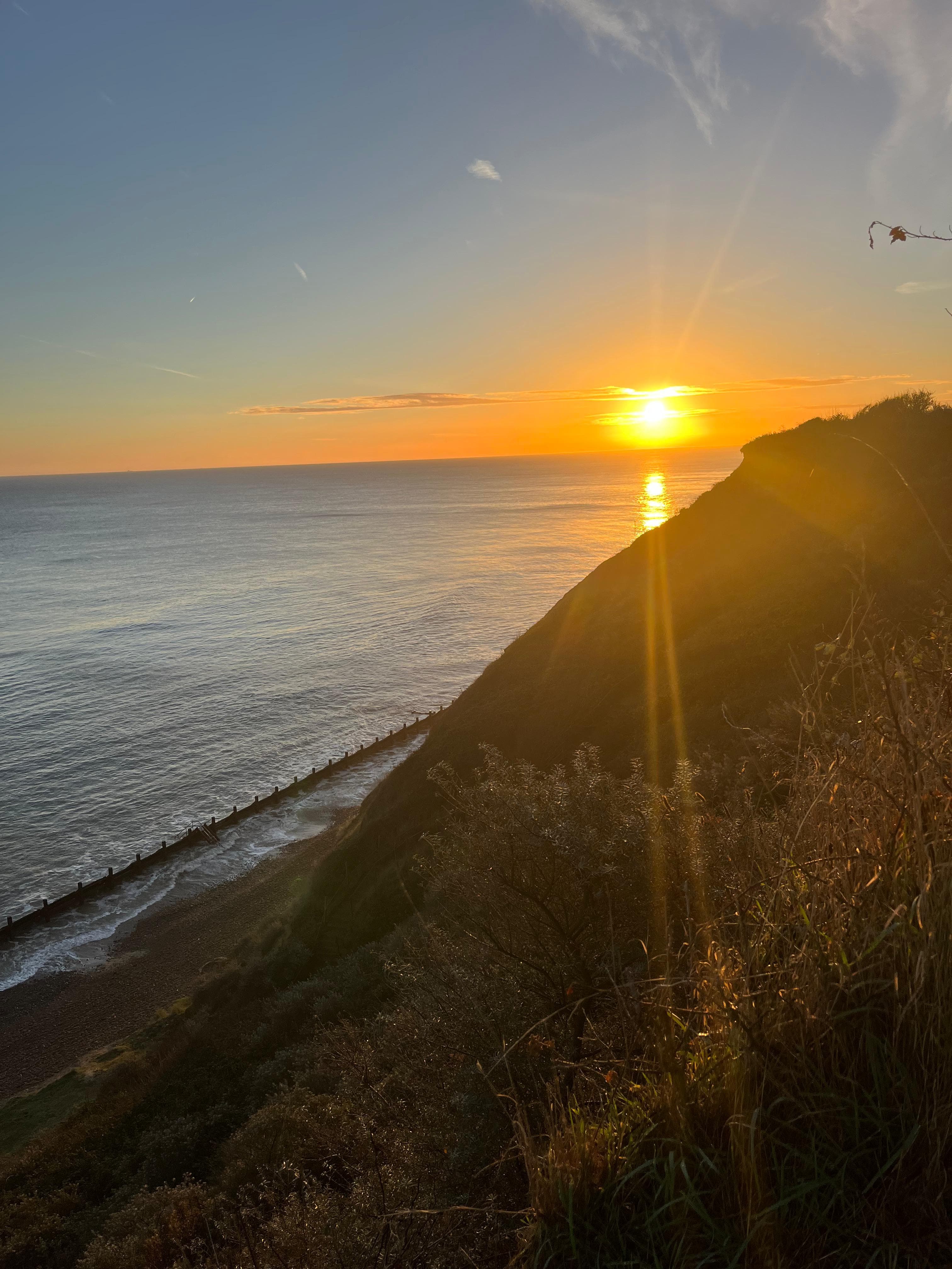 Sunset over the North Sea from the clifftop